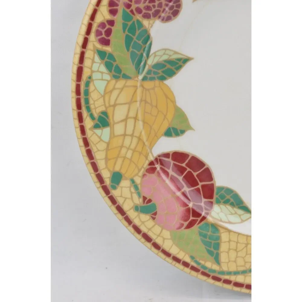 Pier 1 Mosaic Fruit Dinner Plates Set 5 Italy Earthenware 10.5